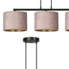 Lampadario 3 Luci Hilde In Acciaio Nero E Paralumi In Tessuto Rosa