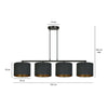 Lampadario 4 Luci Hilde In Acciaio Nero E Paralumi In Tessuto Nero