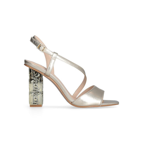 Liu Jo sandali donna Serena 27 metallic gold con tacco logato SA5135EX