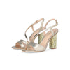 Liu Jo sandali donna Serena 27 metallic gold con tacco logato SA5135EX