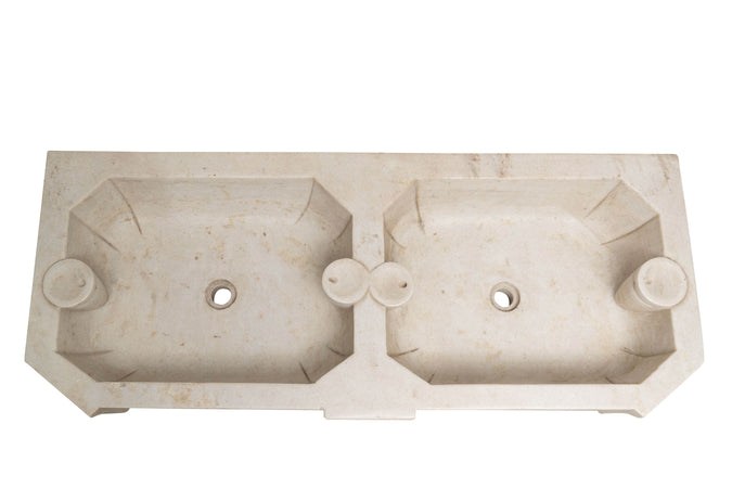 Biscottini Vasca Lavandino Marmo Bianco Biscottini Artigianale 135x56x21 con Foro Scarico