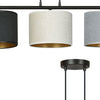 Lampadario 3 Luci Hilde In Acciaio Nero E Paralumi In Tessuto Multicolore
