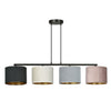 Lampadario 4 Luci Hilde In Acciaio Nero E Paralumi In Tessuto Multicolore