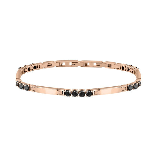 Bracciale MORELLATO uomo Tennis acciaio oro rosa / cristalli neri