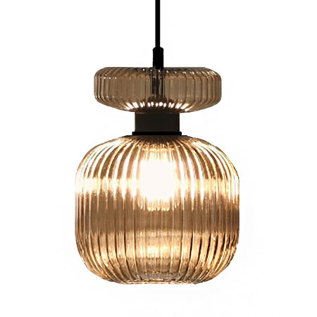 Lampadario moderno Illuminando SP GRETA 3 P TR AM E27 LED vetro trasparente ambra sospensione lampada soffitto