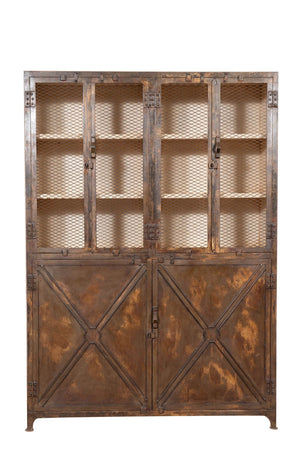 Biscottini Biscottini Armadio in Ferro Vintage Finitura Anticata Solido Robusto 140x41x200