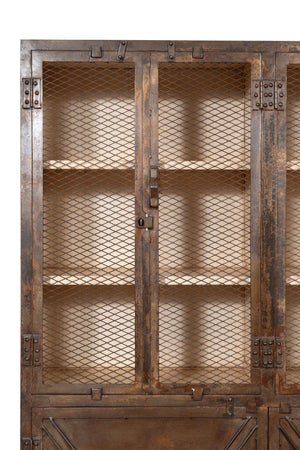 Biscottini Biscottini Armadio in Ferro Vintage Finitura Anticata Solido Robusto 140x41x200