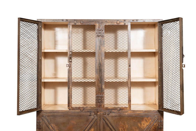 Biscottini Biscottini Armadio in Ferro Vintage Finitura Anticata Solido Robusto 140x41x200