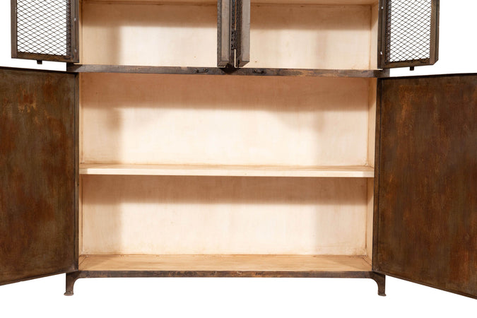 Biscottini Biscottini Armadio in Ferro Vintage Finitura Anticata Solido Robusto 140x41x200