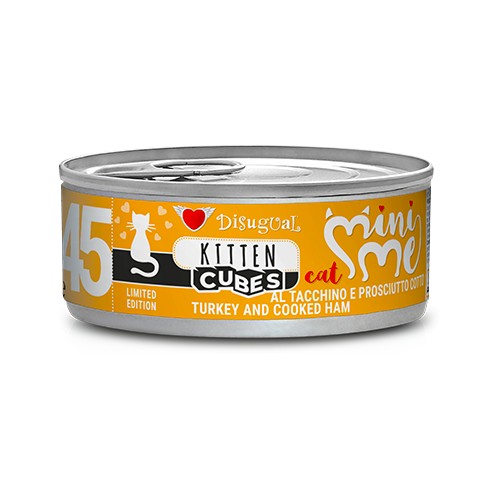 Mini Me 45 Kitten Cubes Tacchino e Prosciutto Cotto per Gatti Cuccioli Disugual 85gr