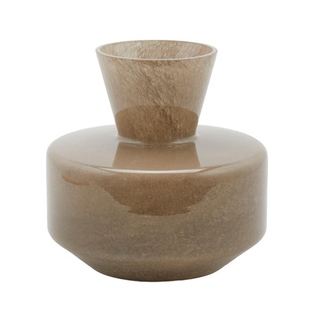 Vaso decorativo natalizio rotondo con collo stretto, color nocciola per interno