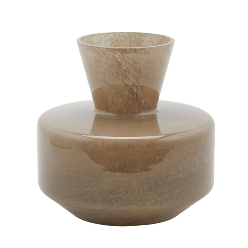 Vaso decorativo natalizio rotondo con collo stretto, color nocciola per interno
