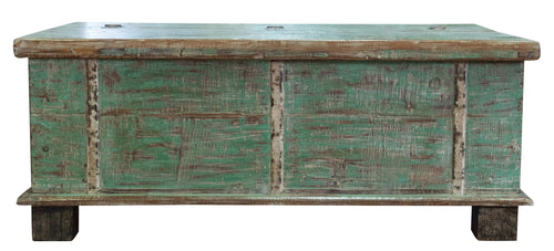 Biscottini Cassapanca antica originale in legno massello di teak intagliato