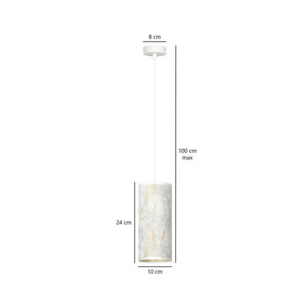 Sospensione 1 Luce Karli In Acciaio Bianco E Paralume Effetto Marmo Dorato
