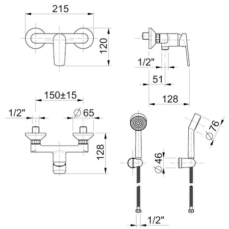 Gruppo doccia con Kit doccia - garanzia 5 anni - rubinetti bagno