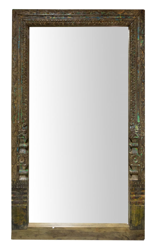 Biscottini Biscottini Specchio parete design lusso in legno massello teak 120x10x204