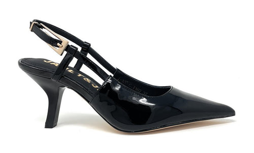 Janet & Janet slingback in pelle verniciato nero J100 Black 102