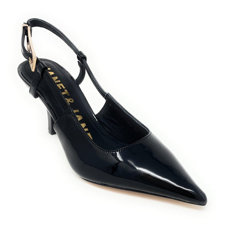 Janet & Janet slingback in pelle verniciato nero J100 Black 102