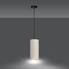 Sospensione 1 Luce Bente In Acciaio Nero E Paralume Bianco E Oro