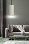 Sospensione 1 Luce Bente In Acciaio Nero E Paralume Bianco E Oro