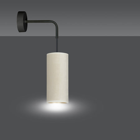Applique 1 Luce Bente In Acciaio Nero E Paralume Bianco E Oro