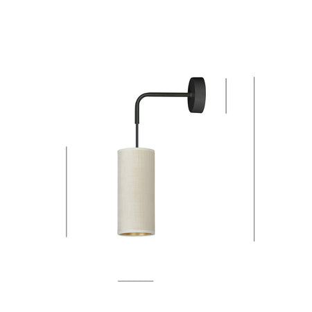 Applique 1 Luce Bente In Acciaio Nero E Paralume Bianco E Oro