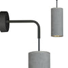 Applique 1 Luce Bente In Acciaio Nero E Paralume Grigio E Oro