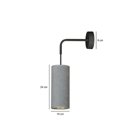 Applique 1 Luce Bente In Acciaio Nero E Paralume Grigio E Oro
