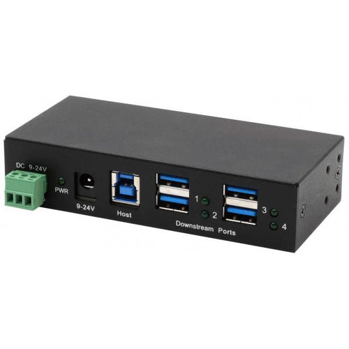 EXSYS EX-11244HMS hub di interfaccia USB 3.2 Gen 1 [3.1 Gen 1] Type-B 5000 Mbit/s Nero (EXSYS GmbH 4-Port USB 3.2 Gen 1 Metall)