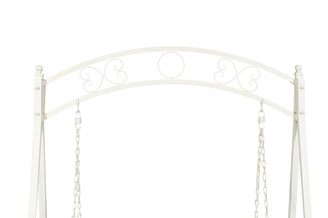 Biscottini Dondolo a due posti in ferro battuto finitura bianca anticata L198xPR100xH220 cm