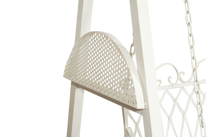 Biscottini Dondolo a due posti in ferro battuto finitura bianca anticata L198xPR100xH220 cm