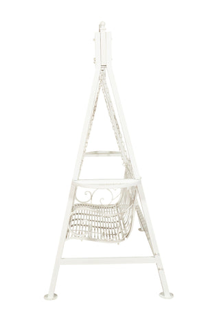 Biscottini Dondolo a due posti in ferro battuto finitura bianca anticata L198xPR100xH220 cm