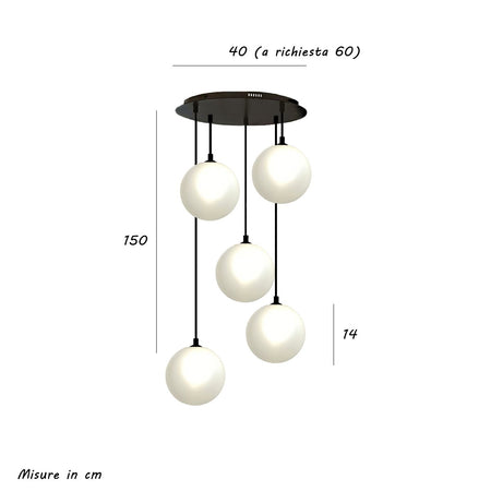 Lampadario moderno Illuminando PALLINA SP TO 5 NR G9 LED metallo vetro sfera sospensione