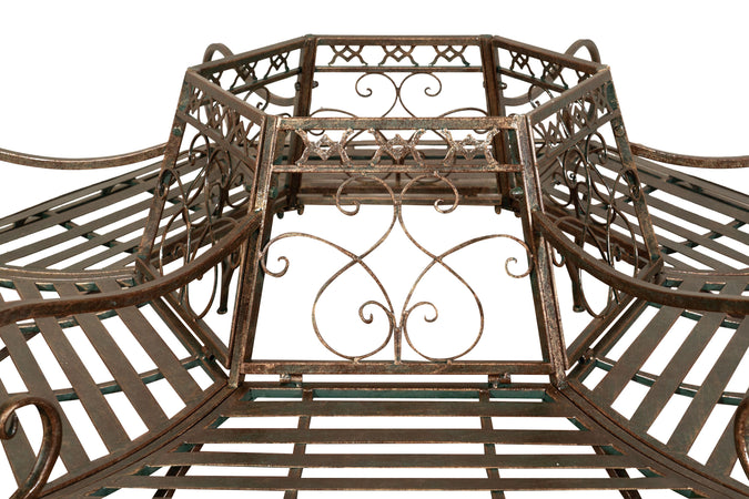 Biscottini Panchina ad albero in ferro battuto finitura ruggine anticata L153xPR153xH86 cm