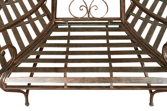 Biscottini Panchina ad albero in ferro battuto finitura ruggine anticata L153xPR153xH86 cm