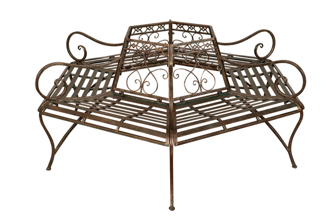 Biscottini Panchina ad albero in ferro battuto finitura ruggine anticata L153xPR153xH86 cm