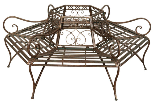 Biscottini Panchina ad albero in ferro battuto finitura ruggine anticata L153xPR153xH86 cm