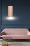Sospensione 1 Luce Bente In Acciaio Nero E Paralume Rosa E Oro