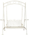 Biscottini Dondolo a due posti in ferro battuto finitura bianca anticata L198xPR100xH220 cm