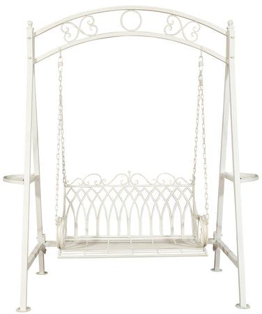 Biscottini Dondolo a due posti in ferro battuto finitura bianca anticata L198xPR100xH220 cm