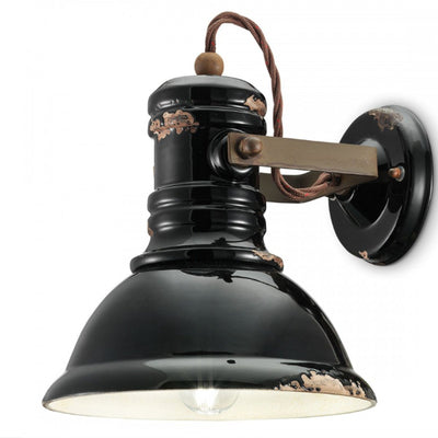 Applique ceramica Ferroluce Retrò INDUSTRIAL C1693 E27 LED vintage rustica lampada parete