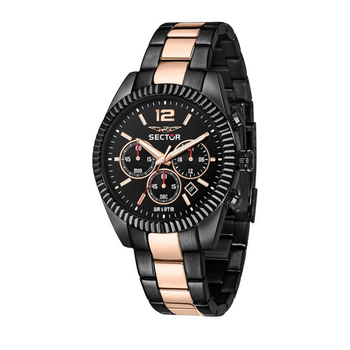 Orologio SECTOR da uomo 240 cronografo acciaio nero / oro rosa