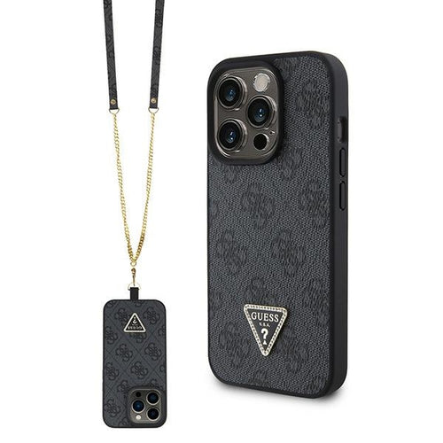 cover guess iphone15 pro blackcon laccio da collo