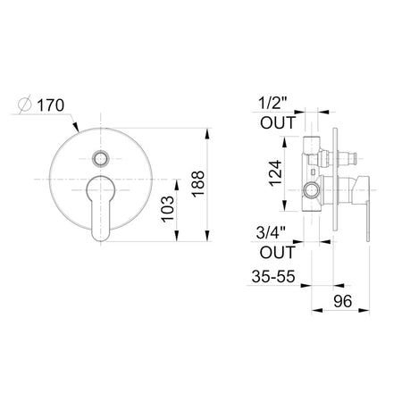 Rubinetto doccia incasso con deviatore - garanzia 5 anni - rubinetti bagno