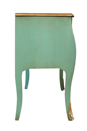 Biscottini Biscottini Consolle legno verde acqua anticata intarsiata artigianale 120x52x85