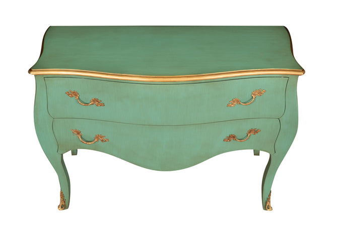 Biscottini Biscottini Consolle legno verde acqua anticata intarsiata artigianale 120x52x85