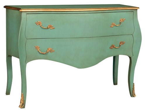 Biscottini Biscottini Consolle legno verde acqua anticata intarsiata artigianale 120x52x85