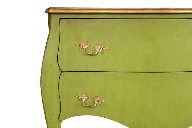 Biscottini Biscottini Tavolo Consolle legno intarsi verde smeraldo anticata 100x47x85