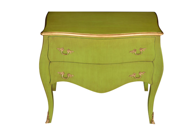 Biscottini Biscottini Tavolo Consolle legno intarsi verde smeraldo anticata 100x47x85