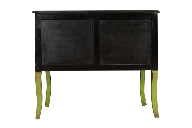 Biscottini Biscottini Tavolo Consolle legno intarsi verde smeraldo anticata 100x47x85